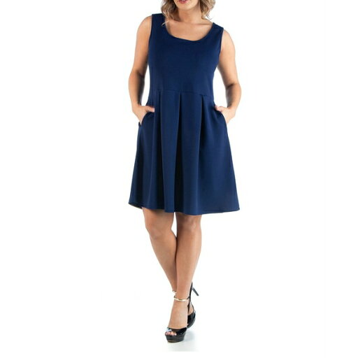 24セブンコンフォート レディース ワンピース トップス Women's Plus Size Sleeveless Dress Navy 24セブンコンフォート レディース ワンピース トップス Women's Plus Size Sleeveless Dress Navy