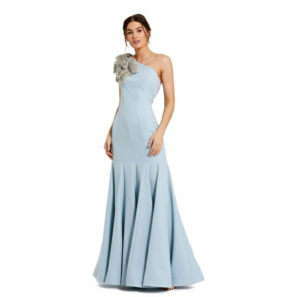 マックダガル レディース ワンピース トップス Women's Crepe One Shoulder Gown With Flower Powder b..