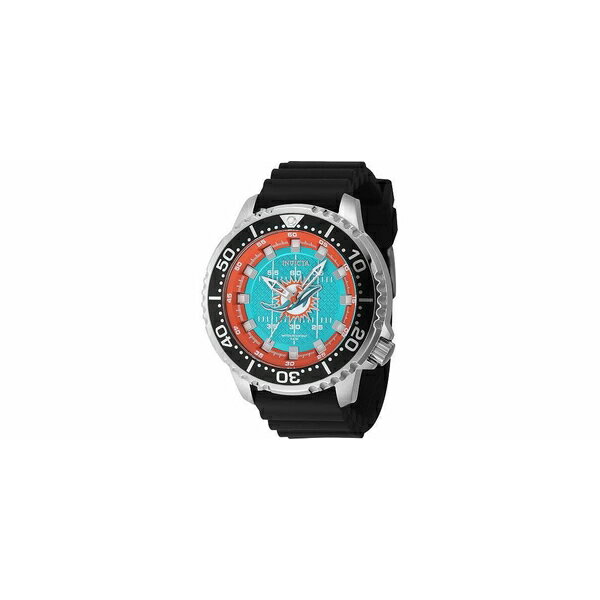 インビクタ メンズ 腕時計 アクセサリー Men's 48102 NFL Miami Dolphins Quartz 3 Hand Light Blue Dial Watch Black