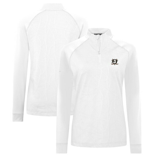 レベルウェア レディース パーカー・スウェットシャツ アウター Anaheim Ducks Levelwear Women's Amethyst Insignia Core QuarterZip Jacket White