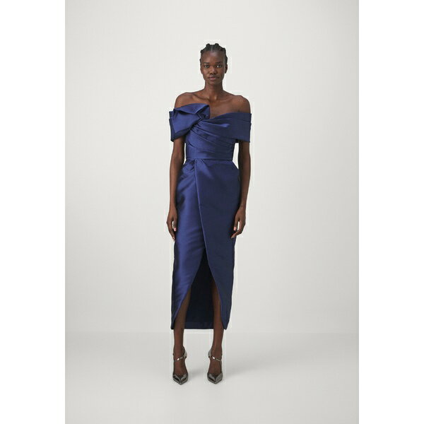 マルケッサ レディース ワンピース トップス OFF SHOULDER DRAPED ANKLE LENGTH GOWN WITH TULIP SKIRT - Occasion wear - navy