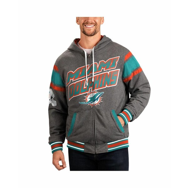 カールバンクス レディース ジャケット＆ブルゾン アウター Men's Gray, Aqua Miami Dolphins Extreme Full Back Reversible Hoodie Full-Zip Jacket Gray, Aqua