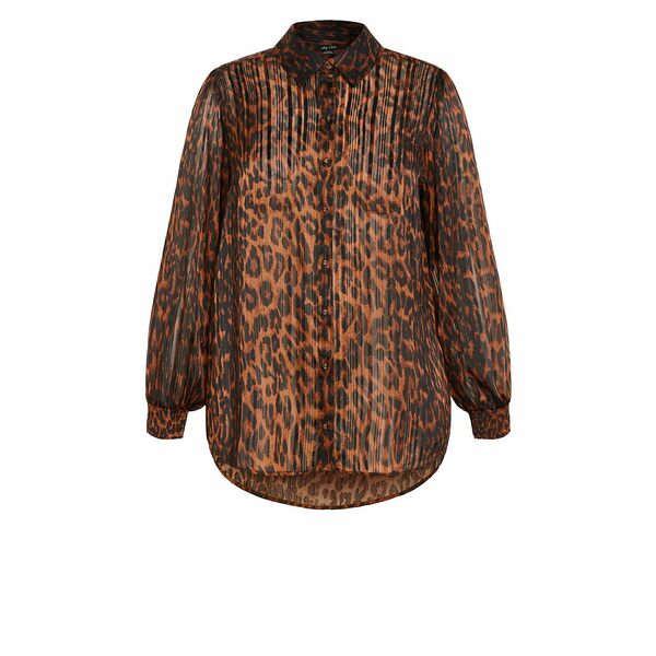 ƥå ǥ åȥ ȥåץ Plus Size Madelyn Shirt Leopard