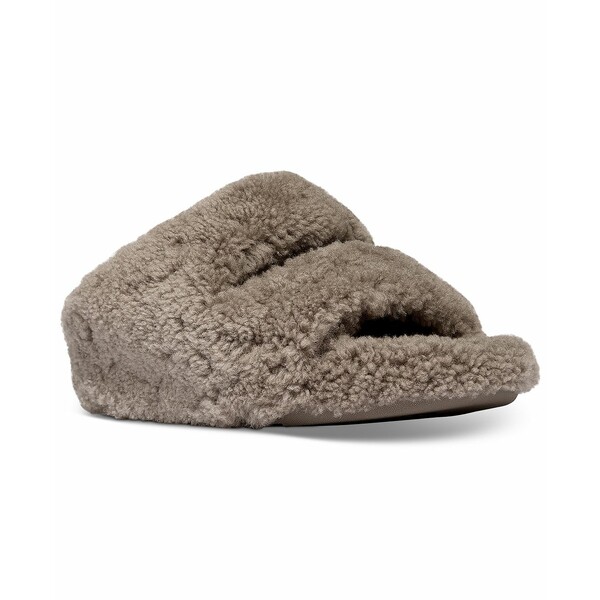 フィットフロップ レディース サンダル シューズ Women's Shuv Curly Faux-Shearling Two-Bar Wedge Slide Sandals Taupe