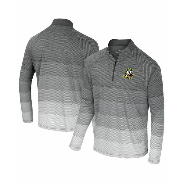 コロシアム メンズ ジャケット＆ブルゾン アウター Men's Gray Oregon Ducks AI Striped Mesh Quarter-Zip Raglan Windshirt Jacket Gray