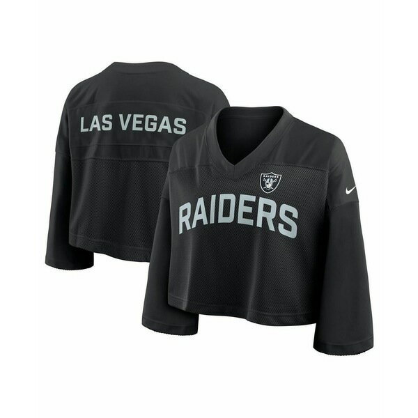 ナイキ レディース カットソー トップス Women's Black Las Vegas Raiders Primetime Cropped Mesh Dri-FIT Fashion Jersey Black