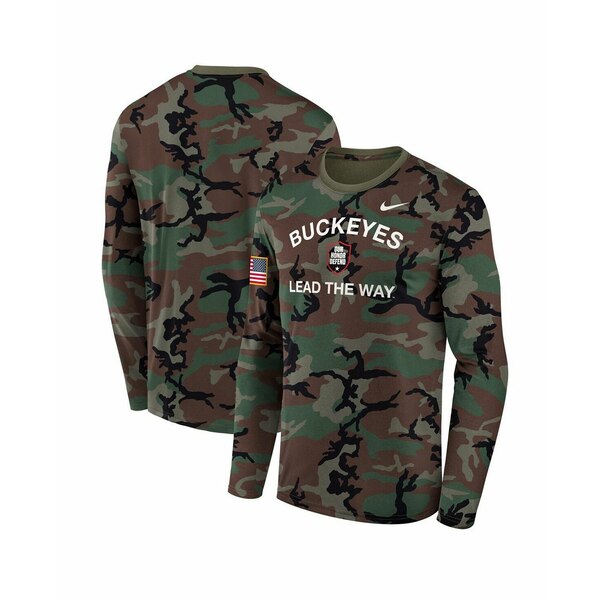 ナイキ メンズ Tシャツ トップス Men's Camo Ohio State Buckeyes 2025 Military Appreciation Legend Dri-FIT Long Sleeve T-Shirt Camo(4)
