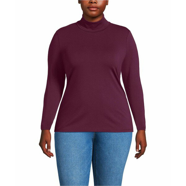 ランズエンド レディース カットソー トップス Plus Size Lightweight Jersey Long Sleeve Turtleneck ..