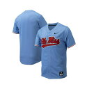 ナイキ メンズ シャツ トップス Men's Ole Miss Rebels Replica Full-Button Baseball Jersey Powder Blue