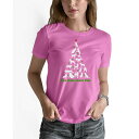 エルエーポップアート レディース Tシャツ トップス Women's Here Comes Santa Paws Word Art Crew Neck T-Shirt Pink