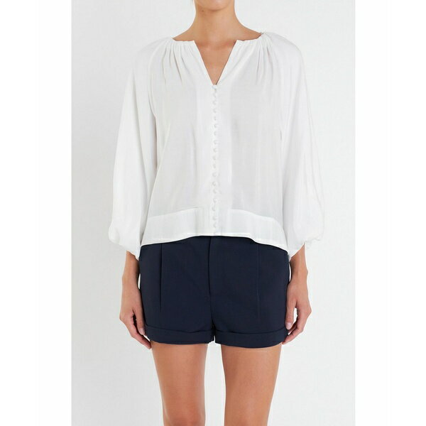 󥰥åեȥ꡼ ǥ åȥ ȥåץ Women's Shirringed Puff Sleeves Top Off white