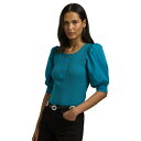 ラルフローレン レディース シャツ トップス Pointelle Puff Sleeve Henley Tee Turquoise Sky(4)