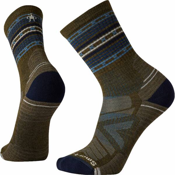 X}[gE[ fB[X C A_[EFA Smartwool Men's Hike Light Cushion Spiked Stripe Crew Socks Military Olive