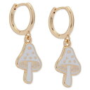 ラッキーブランド レディース ピアス＆イヤリング アクセサリー Gold-Tone White Mushroom Charm Hoop Earrings Gold