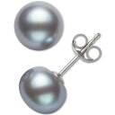 x hD [ fB[X sAXCO ANZT[ Cultured Freshwater Button Pearl (8-9mm) Stud Earrings Gray