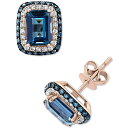 GtB[ RNV fB[X sAXCO ANZT[ EFFY&reg; London Blue Topaz (2-7/8 ct. t.w.) & Diamond (1/2 ct. t.w.) Stud Earrings in 14k Rose Gold Rose Gold