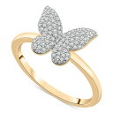 bvh fB[X O ANZT[ Diamond Butterfly Ring (1/6 ct. t.w.) in 14k Gold, Created for Macy's (Also Available in Black Diamond) White Diamond