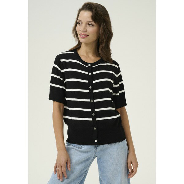 カフェ レディース ニット&セーター アウター KALIZZA - Cardigan - black chalk stripe