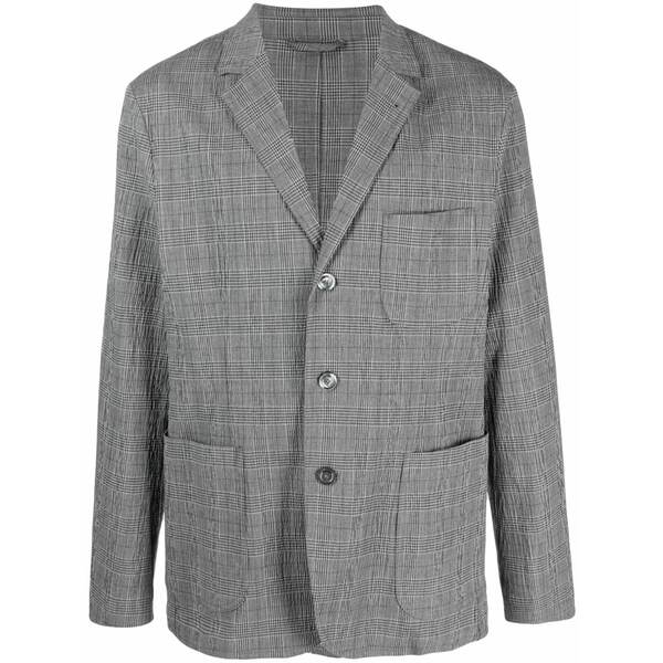 アスペジ メンズ ジャケット＆ブルゾン アウター Plaid-pattern single-breasted blazer Grey