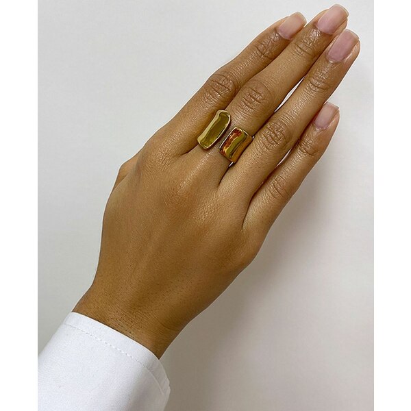 アドニア レディース リング アクセサリー 14K Gold Plated Tall Open Band Ring Gold 2