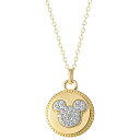 ディズニー メンズ ネックレス チョーカー アクセサリー Cubic Zirconia Mickey Mouse Disc 18 Pendant Necklace in 18k Gold-Plated Sterling Silver Gold Over Silver