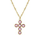 2028 メンズ ネックレス チョーカー アクセサリー Silver-Tone Amethyst Purple Swarovski Elements Cross 16 Adjustable Necklace Pink