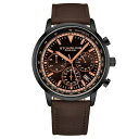 X^[O Y rv ANZT[ Men's Chrono Dark Brown Genuine Leather Strap Watch 44mm Brown