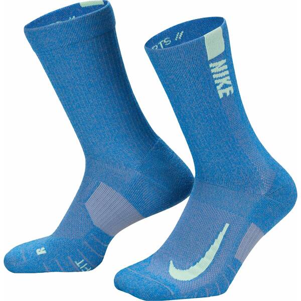 ナイキ メンズ 靴下 アンダーウェア Nike Multiplier Crew Socks - 2 Pack Photo Blue/Vapor Green