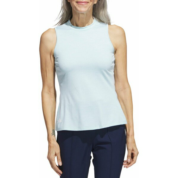 アディダス レディース シャツ トップス adidas Women's Essentials Heathered Mock Neck Sleeveless Golf Polo Shirt Semi Flash Aqua