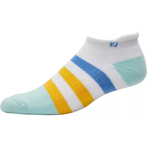 tbgWC fB[X C A_[EFA FootJoy Women's ProDry Roll Tab Golf Socks White/Green/Yellow