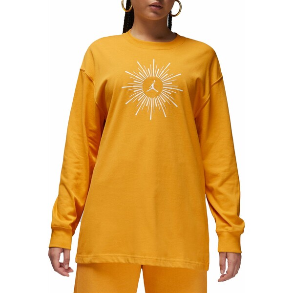 W[_ fB[X Vc gbvX Jordan Women's Flight Heiress of Optimism Oversized Long-Sleeve T-shirt Yellow Ochre