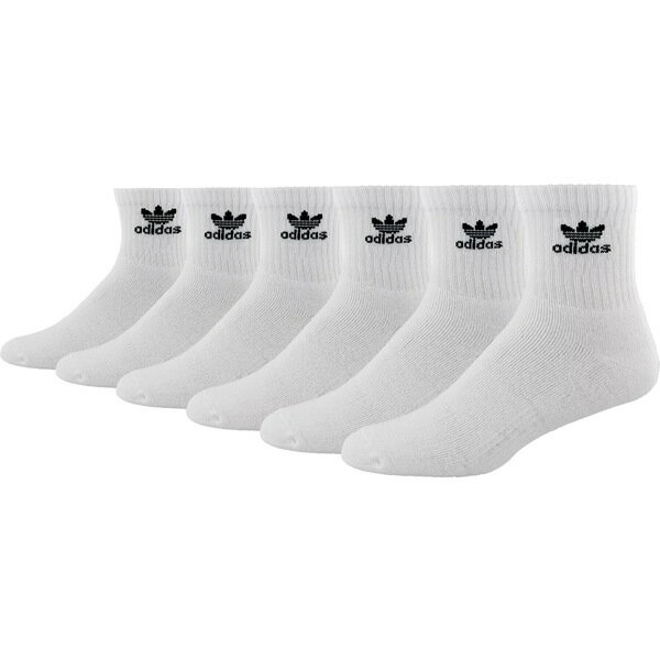 ǥ    adidas Men's Originals Trefoil Quarter Socks 6 Pack White