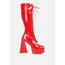 ロンンドンラグ レディース ブーツ シューズ Snowflakes High Platform Calf Boots Red