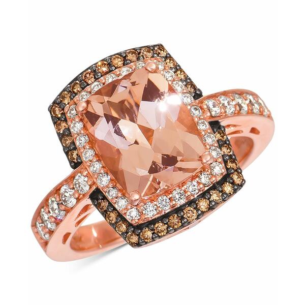 ルヴァン メンズ リング アクセサリー Chocolatier Peach Morganite (2-1/4 ct. t.w.) & Diamond (5/8 ct. t.w.) Halo Statement Ring in 14k Rose Gold No Color