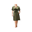 キヨナ レディース ワンピース トップス Women's Plus Size Angelic Velvet Midi Cocktail Dress with Pockets Olive green