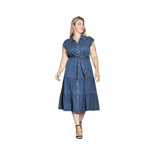 スタンダーズアンドプラクティス レディース ワンピース トップス Women's Tiered A-Line Tencel Midi Dress Dark indigo スタンダーズアンドプラクティス レディース ワンピース トップス Women's Tiered A-Line Tencel Midi Dress Dark indigo