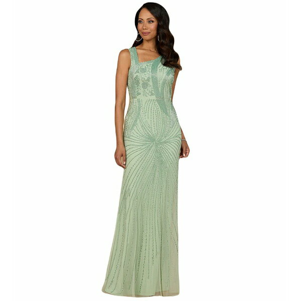 ララ レディース ワンピース トップス Women's Asymmetrical, Beaded Gown Mint