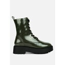 ロンンドンラグ レディース ブーツ シューズ mosh faux leather ankle biker boots Dark green