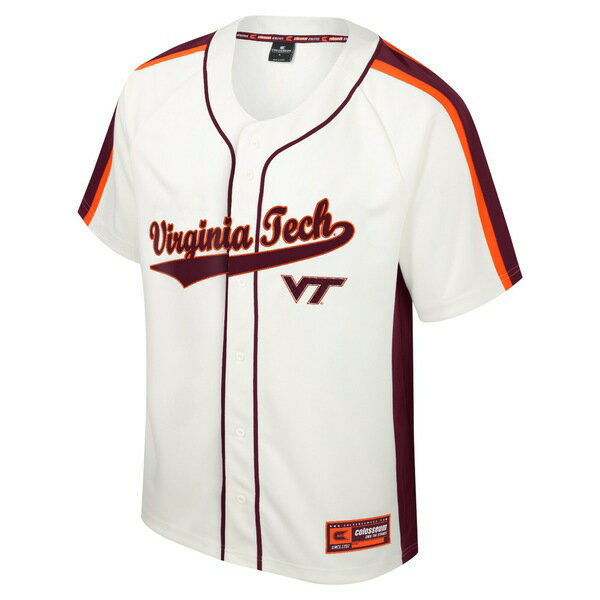 コロシアム メンズ ユニフォーム トップス Virginia Tech Hokies Colosseum Ruth ButtonUp Baseball Jersey Cream