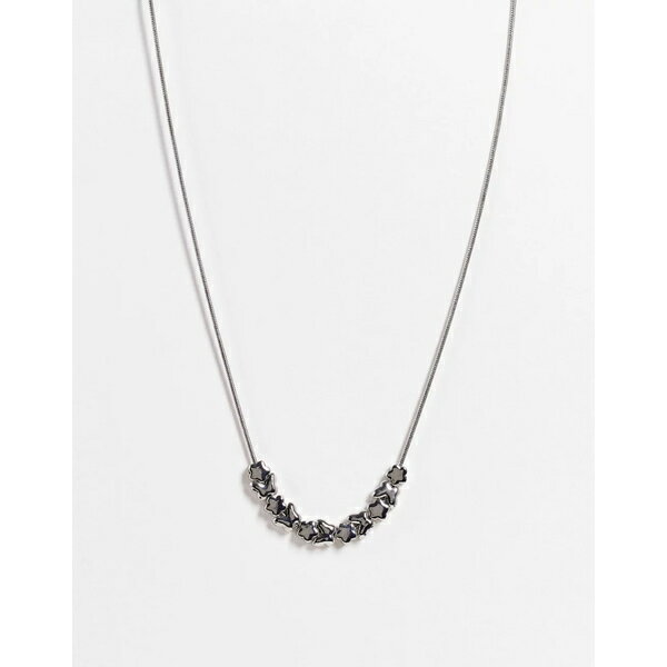 エイソス メンズ ネックレス・チョーカー アクセサリー ASOS DESIGN neckchain with metal butterfly and flower beads in silver tone SILVER