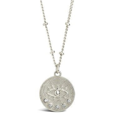 スターリングフォーエバー レディース ネックレス・チョーカー・ペンダントトップ アクセサリー Evil Eye & CZ Coin Pendant Necklace Silver