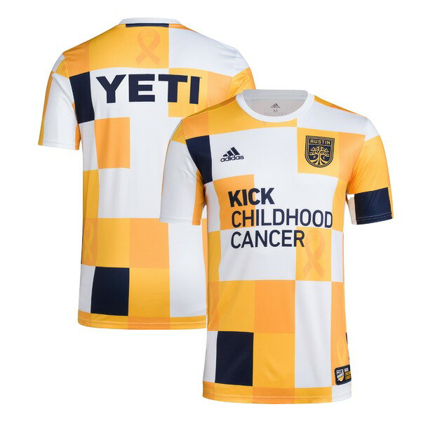 トップス, ベスト・ジレ  Austin FC adidas 2022 MLS Works Kick Childhood Cancer AEROREADY PreMatch Top WhiteGold