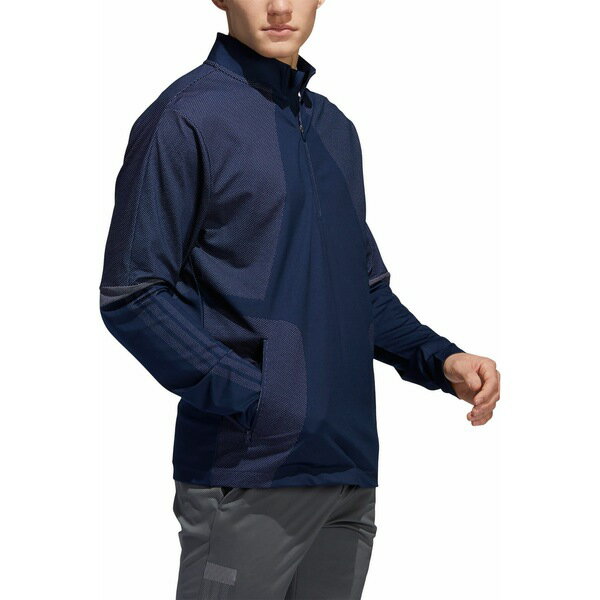 アディダス メンズ ジャケット＆ブルゾン アウター adidas Men's Warp Knit 1/4 Zip Golf Jacket Collegiate Navy