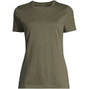 ランズエンド レディース カットソー トップス Women 039 s Relaxed Supima Cotton Short Sleeve Crewneck T-Shirt Forest moss