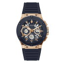 QX Y rv ANZT[ Men's Navy Silicone Strap, Multi-Function Watch, 44mm Navy