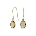 ブリング レディース ピアス＆イヤリング アクセサリー Classic Elegant Genuine 10K Gold Faceted Briolette Gemstone Bezel Set Oval Golden Yellow Citrine Dangle Drop Earrings For Women Wire Fish Hook Yellow