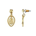 2028 fB[X sAXCO ANZT[ 14K Gold-tone Mother Mary Medallion Post Drop Earrings Yellow