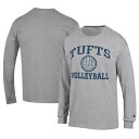 チャンピオン メンズ Tシャツ トップス Tufts University Jumbos Champion Stacked Logo Volleyball Jersey Long Sleeve TShirt Gray