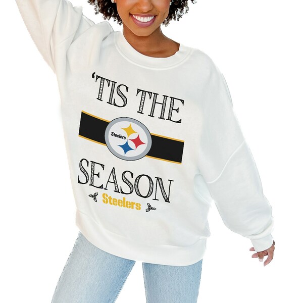 ǥ ǥ ѡåȥ  Pittsburgh Steelers Gameday Couture Women's Take A Holiday Pullover Sweatshirt White