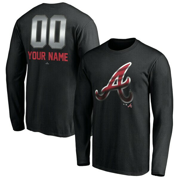 ファナティクス メンズ Tシャツ トップス Atlanta Braves Fanatics Branded Personalized Midnight Mascot Long Sleeve TShirt Black